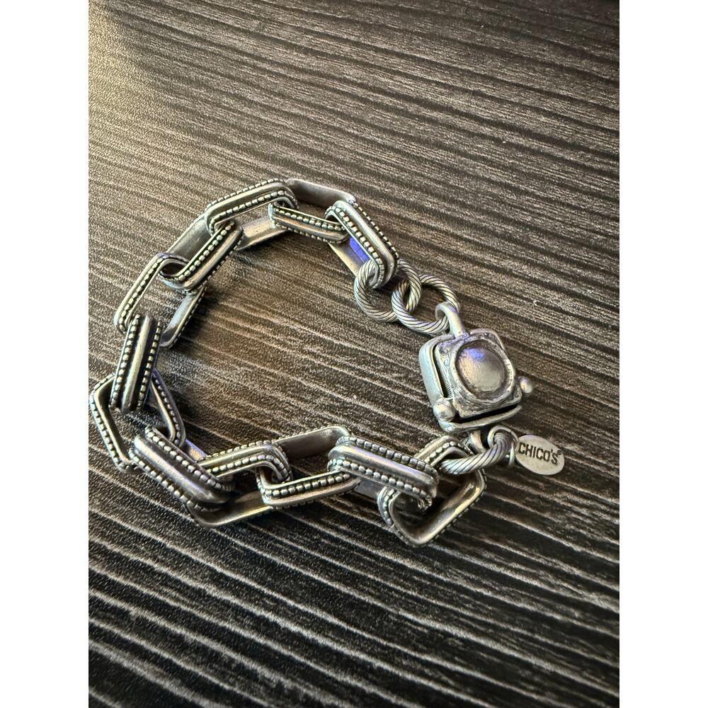 Chico's Antique Silver-Tone Linked Bracelet